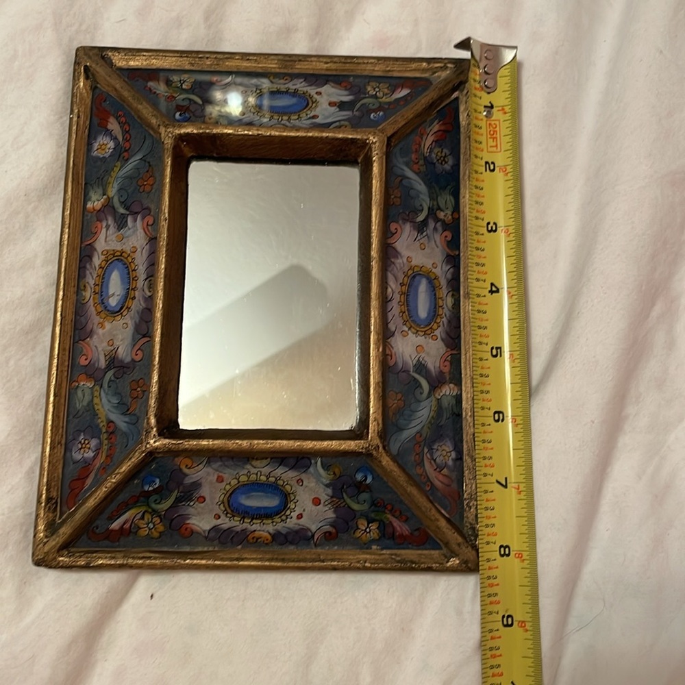Vintage Ornate Gold and Blue Mirror Frame - Picture 5 of 10